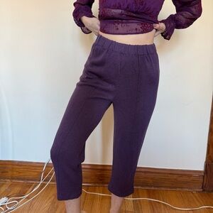 Purple knit capri pants